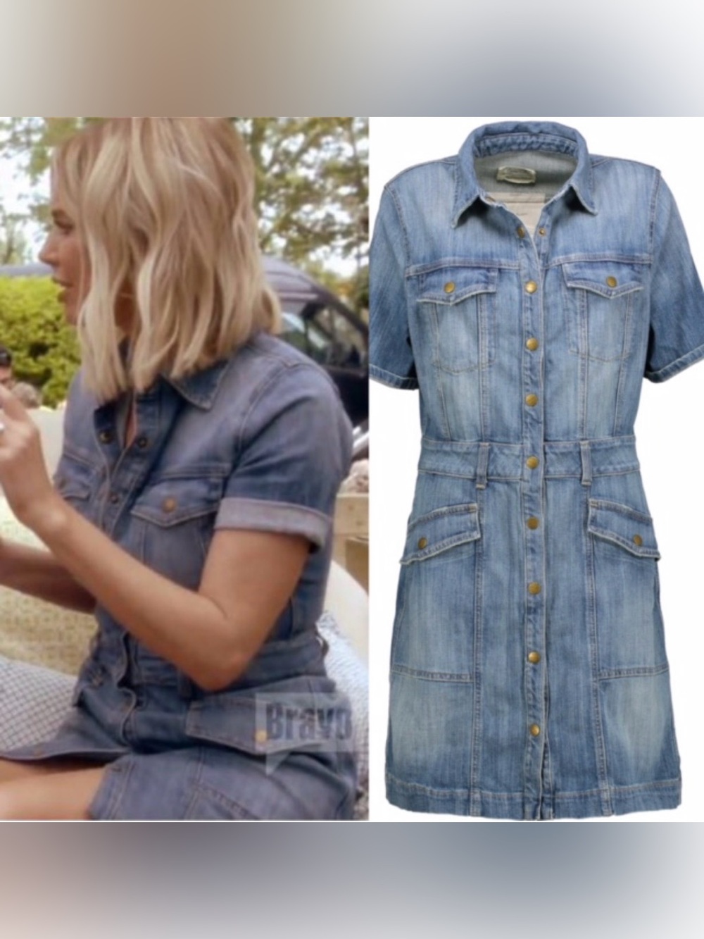 Current/Elliott The Trucker Shirt Dress Frayed Hem Detail - Picture 2 of 8